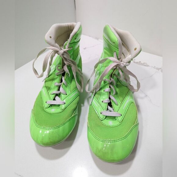 Ringside Diablo Boxing wrestling leather Shoes neon Green size 5 . Breathable - Picture 3 of 13